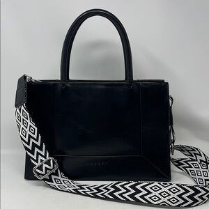 RADLEY LONDON BLACK LEATHER HANDBAG SATCHEL PURSE WITH CROSSBODY